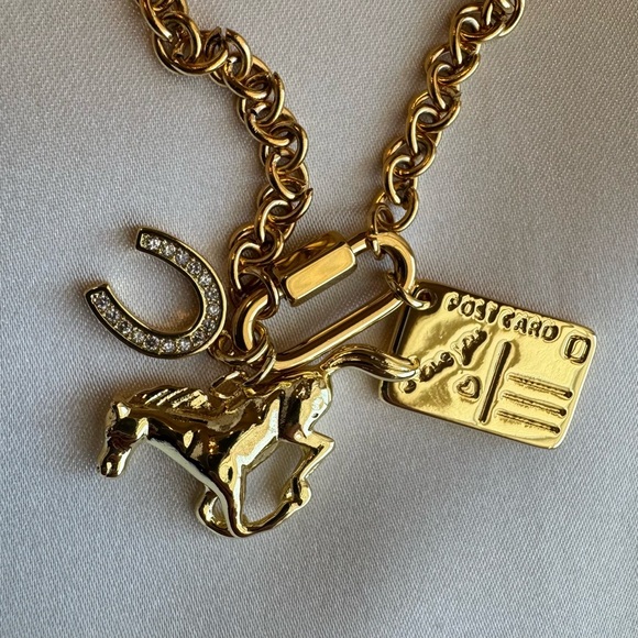 Handmade Jewelry - 18kt Gold Plated Gold Horse, Horseshoe Western Charm Necklace